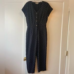 Navy & Grey Polka Dot Jumpsuit - Medium